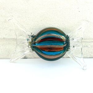 Large Murano Hand Blown Art Glass Wrapped Candy 5" x 3" Paperweight Sticker